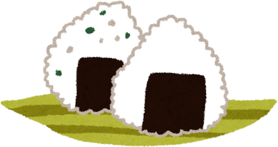 Onigiri Illustration on a Bamboo Leaf